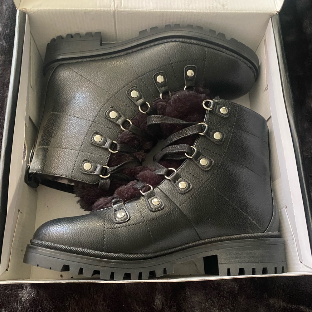Nine West Weaton 3 Black Combat Boots 8.5